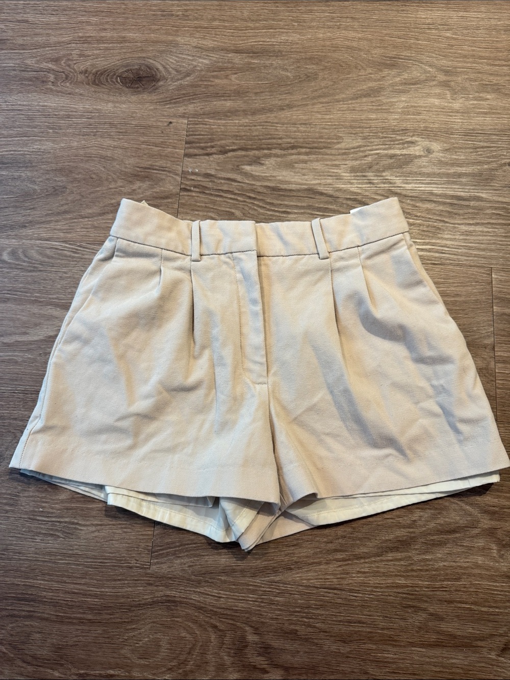Aritzia Beige High-Rise Pleated Women's Shorts (4)